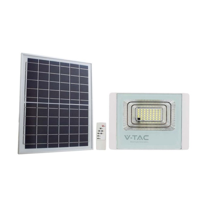 Faro LED solare 20W con telecomando IP65 bianco V-TAC VT-60W