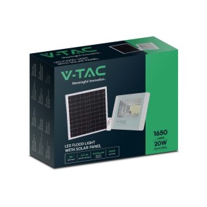 Faro LED solare 20W con telecomando IP65 bianco V-TAC VT-60W - foto 4