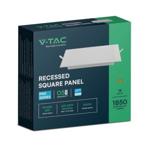 Pannello LED 18W quadrato da incasso bianco V-TAC VT-61018 - foto 4