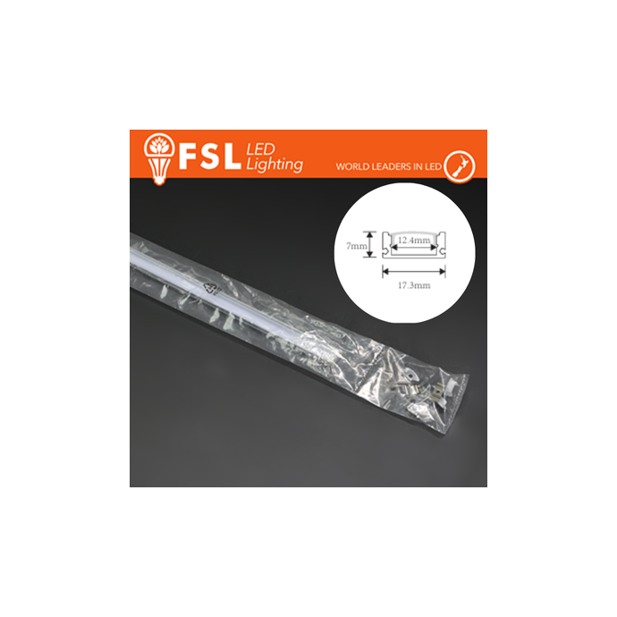 Kit profilo alluminio a U 2m argento cover opale FSL