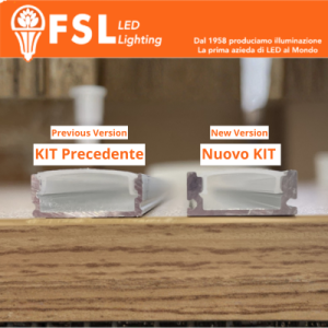 Kit profilo alluminio a U 2m argento cover opale FSL - foto 2