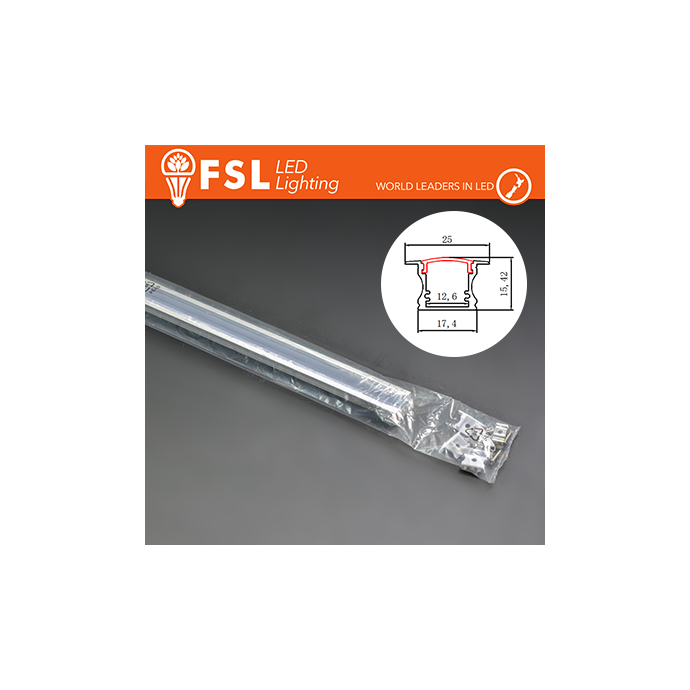 Kit profilo alluminio da incasso 2m argento con cover opale FSL