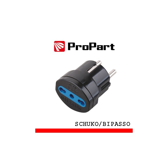 Adattatore bipasso Schuko 16A 250V 1500W nero ProPart-El