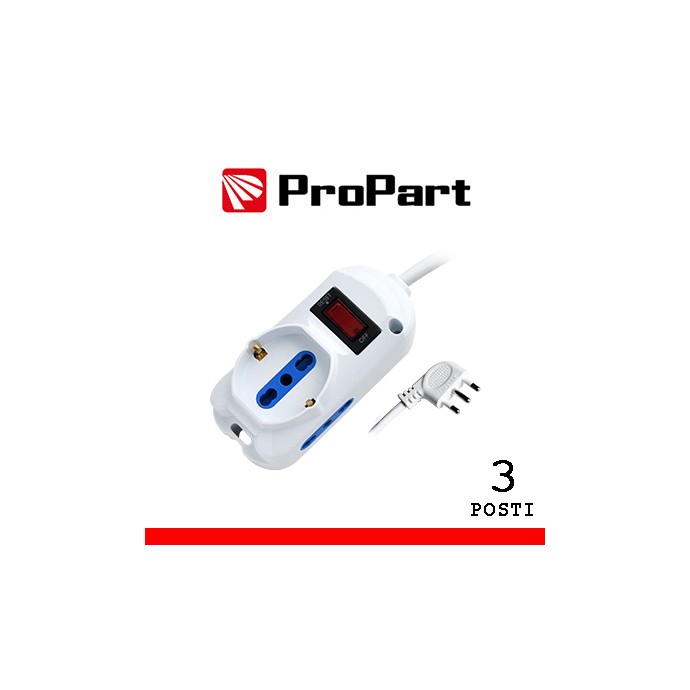 Multipresa 3 posti bipasso/schuko 10A con interruttore ProPart-El