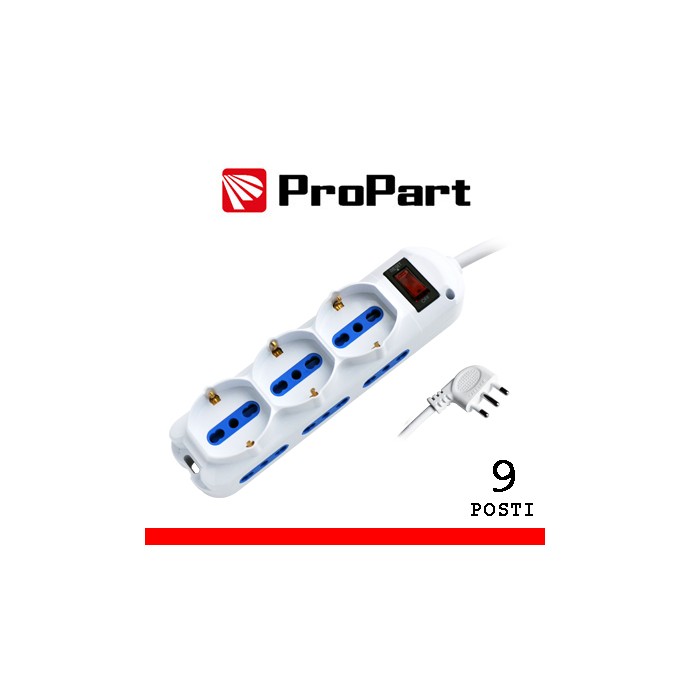 Multipresa 9 posti 6 bipasso + 3 bipasso/schuko 10/16A ProPart-El