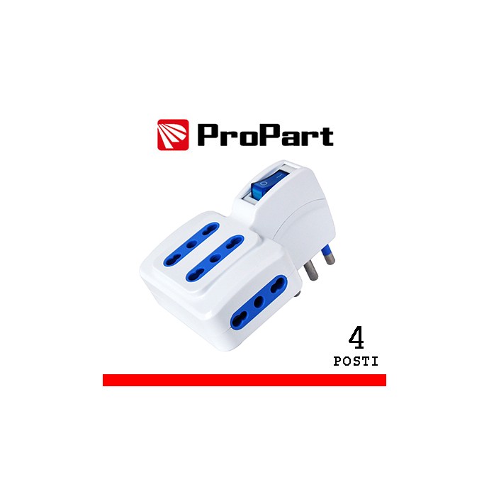 Adattatore 4 prese bipasso 10/16A con interruttore ProPart-El