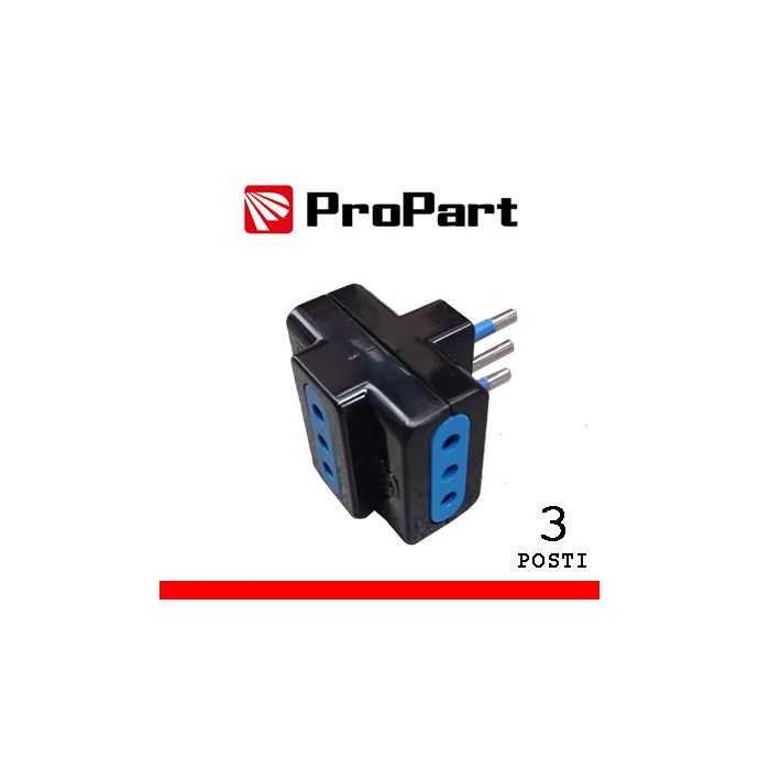 Adattatore triplo 3 prese 10A 2P+T nero ProPart-El