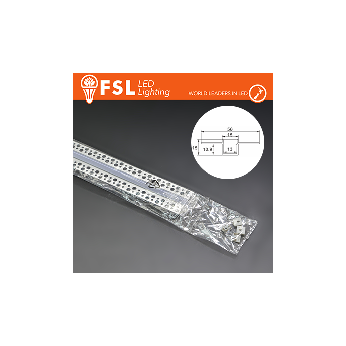 Kit profilo in alluminio 2m argento cover opale FSL Raso