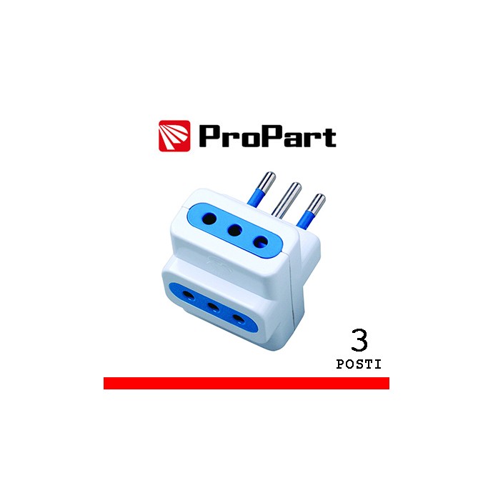 Adattatore triplo 3 prese 10A 2P+T 250V bianco ProPart-El