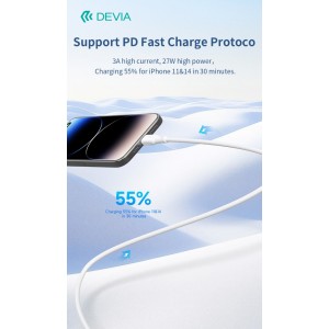 Cavo USB-C a Lightning 27W 3A 1,2 m Bianco Devia EC631 - foto 2
