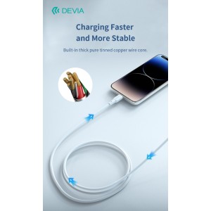 Cavo USB-C a Lightning 27W 3A 1,2 m Bianco Devia EC631 - foto 5