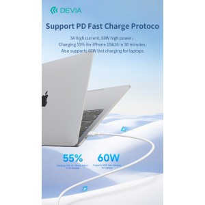 Cavo USB-C a USB-C 60W 1,2 m Bianco Devia EC632 - foto 2