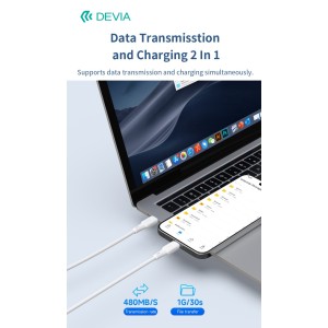 Cavo USB-C a USB-C 60W 1,2 m Bianco Devia EC632 - foto 5