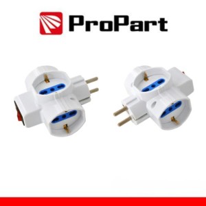 Adattatore 3 prese 10/16A bipasso/Schuko con interruttore ProPart-El