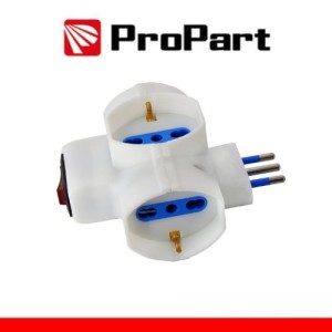 Adattatore 3 prese bipasso/Schuko 10/16A con interruttore ProPart-El