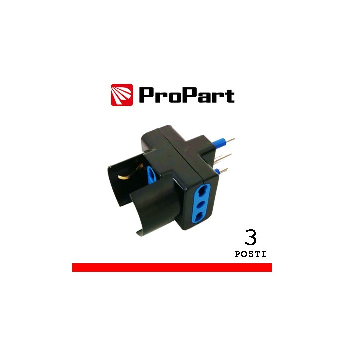 Adattatore triplo 3 prese bipasso/Schuko 16A nero ProPart-El