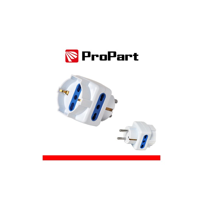 Adattatore triplo bipasso/Schuko 10/16A 250V bianco ProPart-El