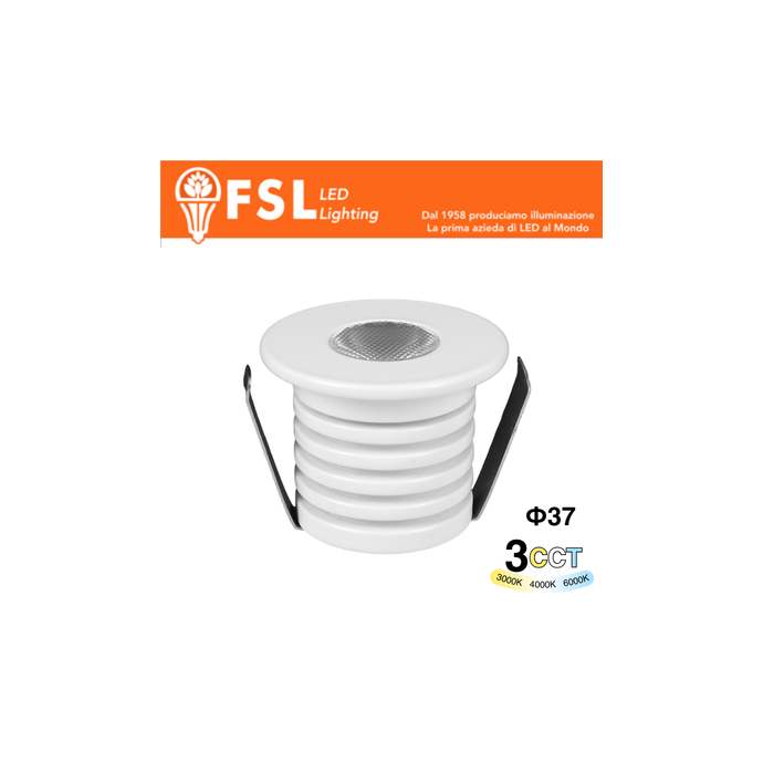 Punto luce LED da incasso 1W 3CCT IP20 85lm FSL VEGA