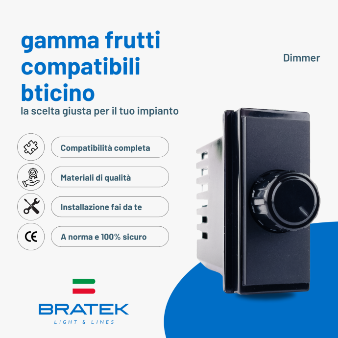Dimmer nero compatibile bticino Living Now Biesse