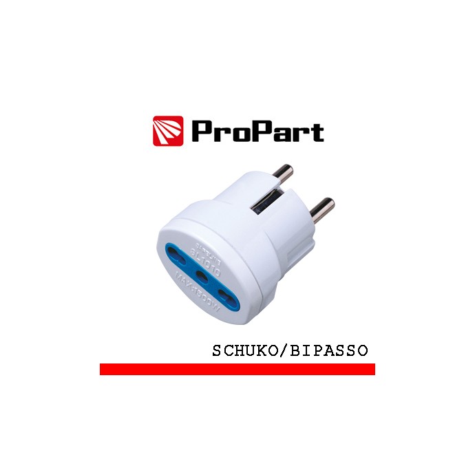 Adattatore bipasso 16A 2P+T Schuko 250V 1500W Bianco ProPart-El