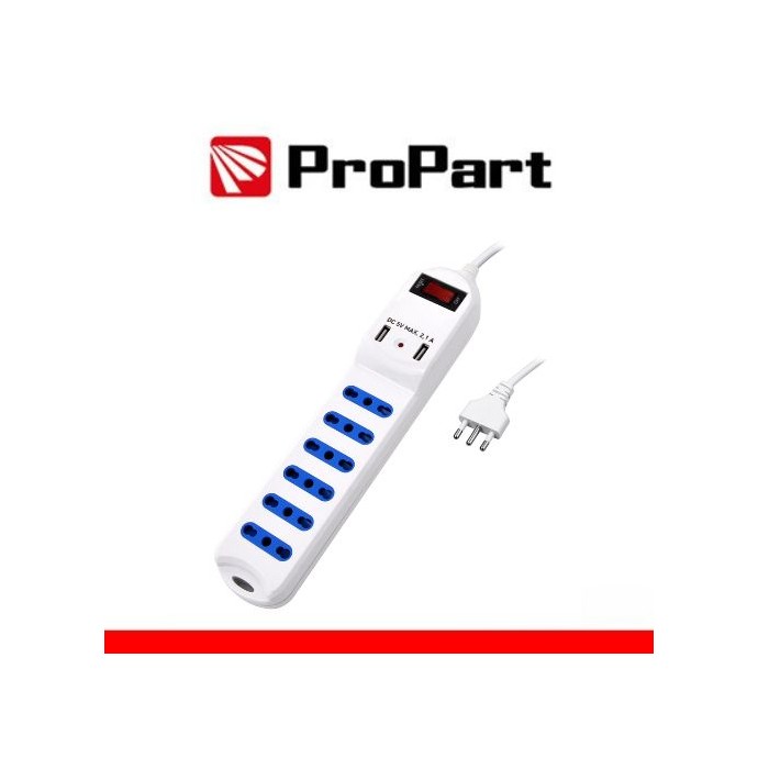 Multipresa 6 posti 10/16A 2 USB 2.1A bianca ProPart-El