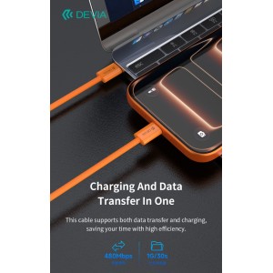 Cavo USB-C a USB-C 60W 3A 1m Arancione Devia EC325 - foto 4
