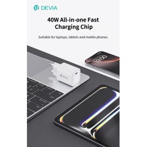 Caricabatterie GaN USB-C 40W max 60W Bianco Devia RCE-6001CWLEU - foto 2