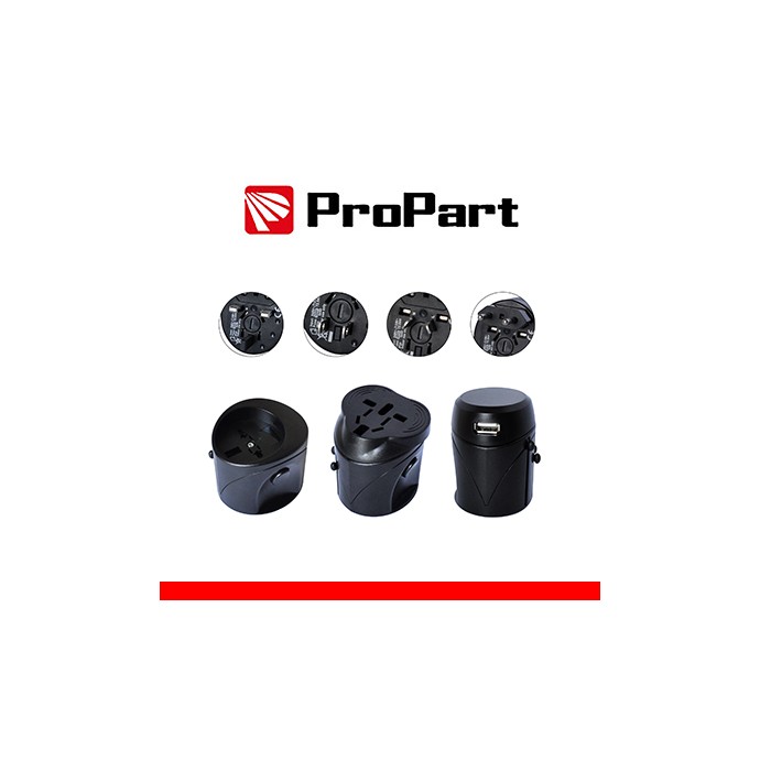 Adattatore da viaggio universale 10A EU/UK/US/AUS nero ProPart-El