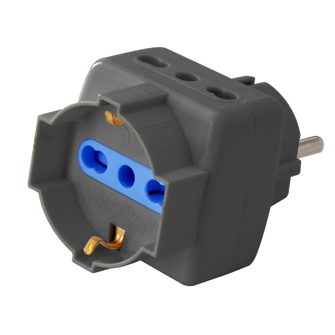 Adattatore triplo bipasso/Schuko 16A nero ProPart-El