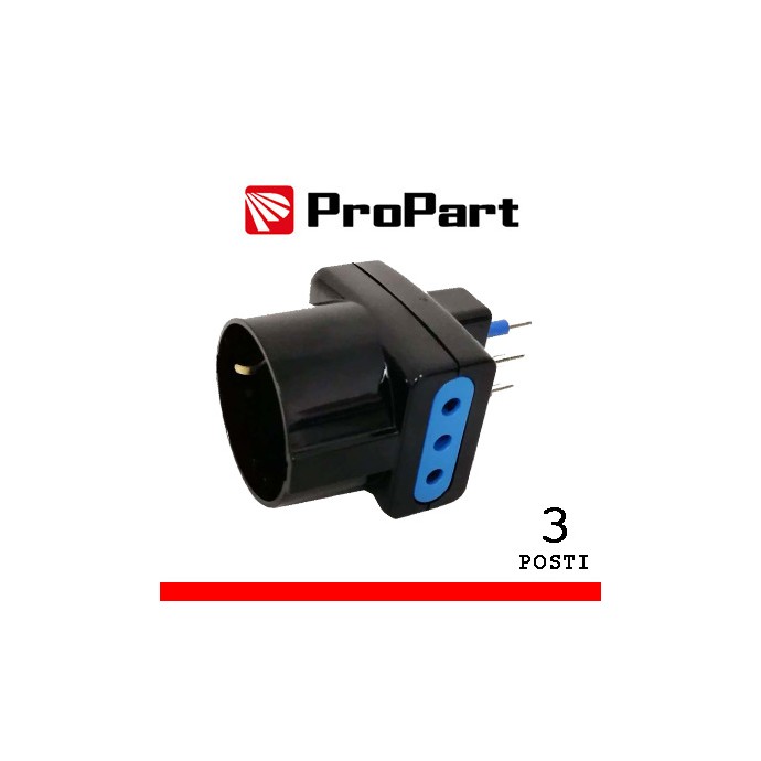 Adattatore triplo 10A 250V nero ProPart-El