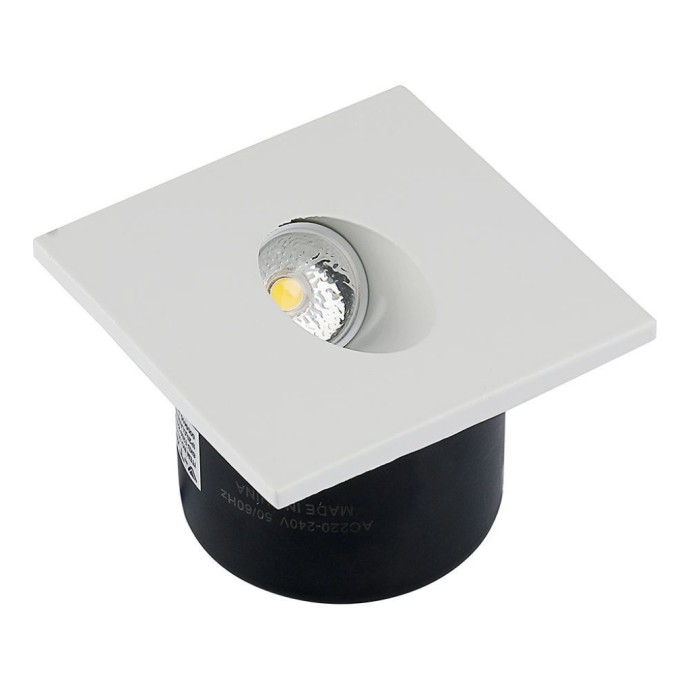 Faretto LED segnapasso quadrato da incasso 3W IP20 bianco V-TAC VT-1109