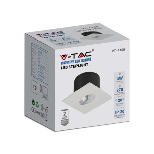 Faretto LED segnapasso quadrato da incasso 3W IP20 bianco V-TAC VT-1109 - foto 4