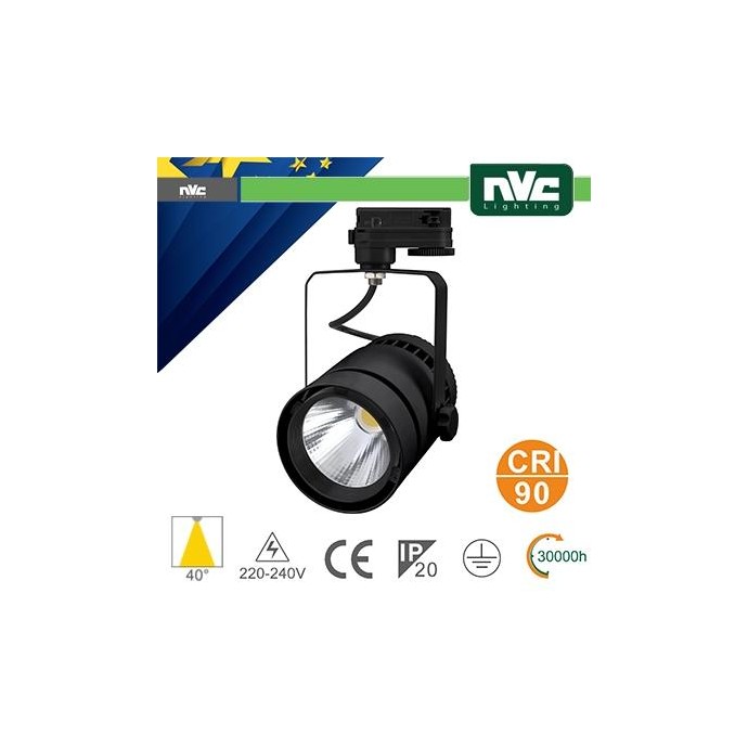 Proiettore a Binario Trifase - 50W 4000K 3000LM 40° CRI+90 Proiettore a Binario Trifase - 50W 4000K 3000LM 40° CRI+90