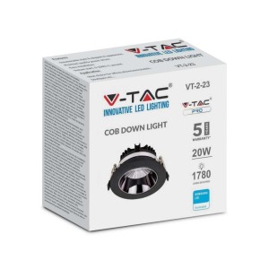 Faretto LED da incasso 20W COB nero V-TAC VT-2-13 - foto 3