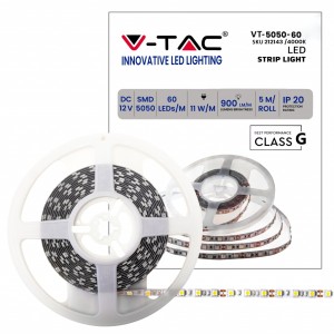 Strip LED SMD5050 11W/m 12V 5m V-TAC VT-5050-IP20 - Bobina da 5 m