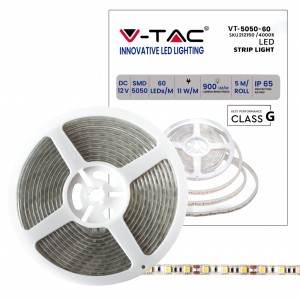 Strip LED 11W/m 12V IP65 5m V-TAC VT-5050-60-IP65 - Bobina da 5 m