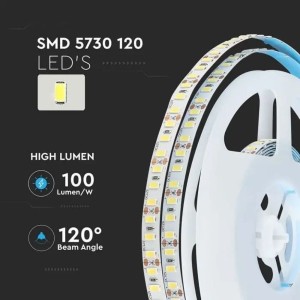 Strip LED 20W/m 12V 5m 120 LED/m V-TAC VT-5730-120-IP20 - Bobina da 5 m - foto 4