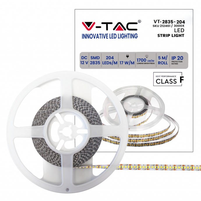 Strip LED 17W/m 12V 5m V-TAC VT-2835-17 - Bobina da 5 m
