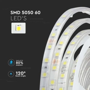 Strip LED SMD5050 10W/m 5m 24V IP65 V-TAC VT-5050-60-IP65 - Bobina da 5 m - foto 12