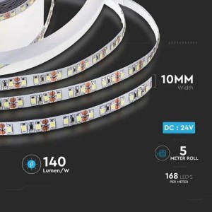 Striscia LED 12W/m 24V 168 LED/m 5m V-TAC VT-2835-168 - Bobina da 5 m - foto 4