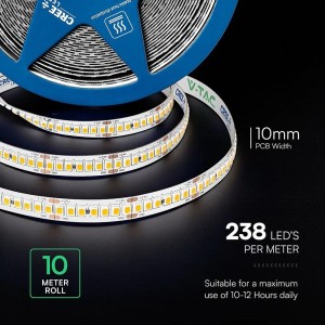 Striscia LED 18W/m 24V 10m 238 LED/m V-TAC VT-2835 238 - Bobina da 10 m - foto 5