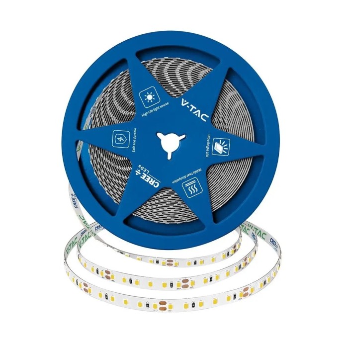 Striscia LED 10W/m 24V 120 LED/m IP20 V-TAC VT-2835 120 - Bobina da 10 m