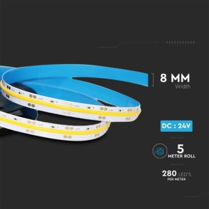 Striscia LED COB 10W/m 24V 5m 8mm V-TAC VT-COB-280 - Bobina da 5 m - foto 8