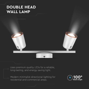 Faretto LED da muro doppio 10W IP20 bianco V-TAC VT-812 - foto 4