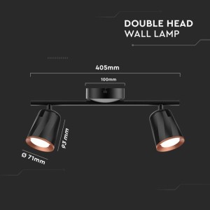 Faretto LED da muro doppio 10W orientabile nero V-TAC VT-812 - foto 8