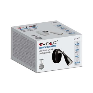 Faretto LED da muro 4.5W 420lm IP20 bianco V-TAC VT-805 - foto 3