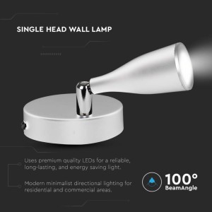 Faretto LED da muro 4.5W 420lm IP20 bianco V-TAC VT-805 - foto 4