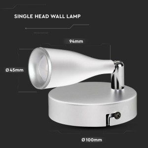 Faretto LED da muro 4.5W 420lm IP20 bianco V-TAC VT-805 - foto 7