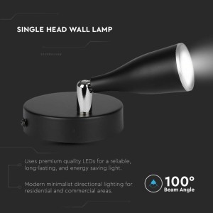 Faretto LED da muro orientabile 4,5W nero IP20 V-TAC VT-805 - foto 5