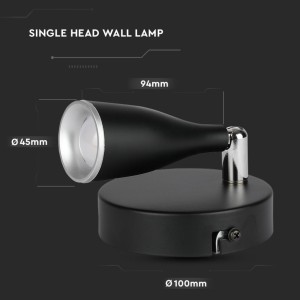 Faretto LED da muro orientabile 4,5W nero IP20 V-TAC VT-805 - foto 8